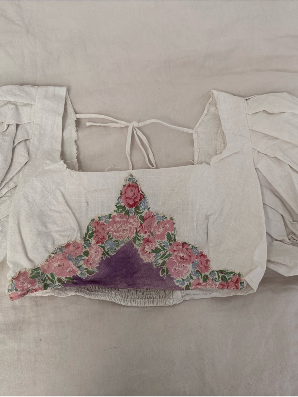 Women's White Floral Embroidered Peasant Top